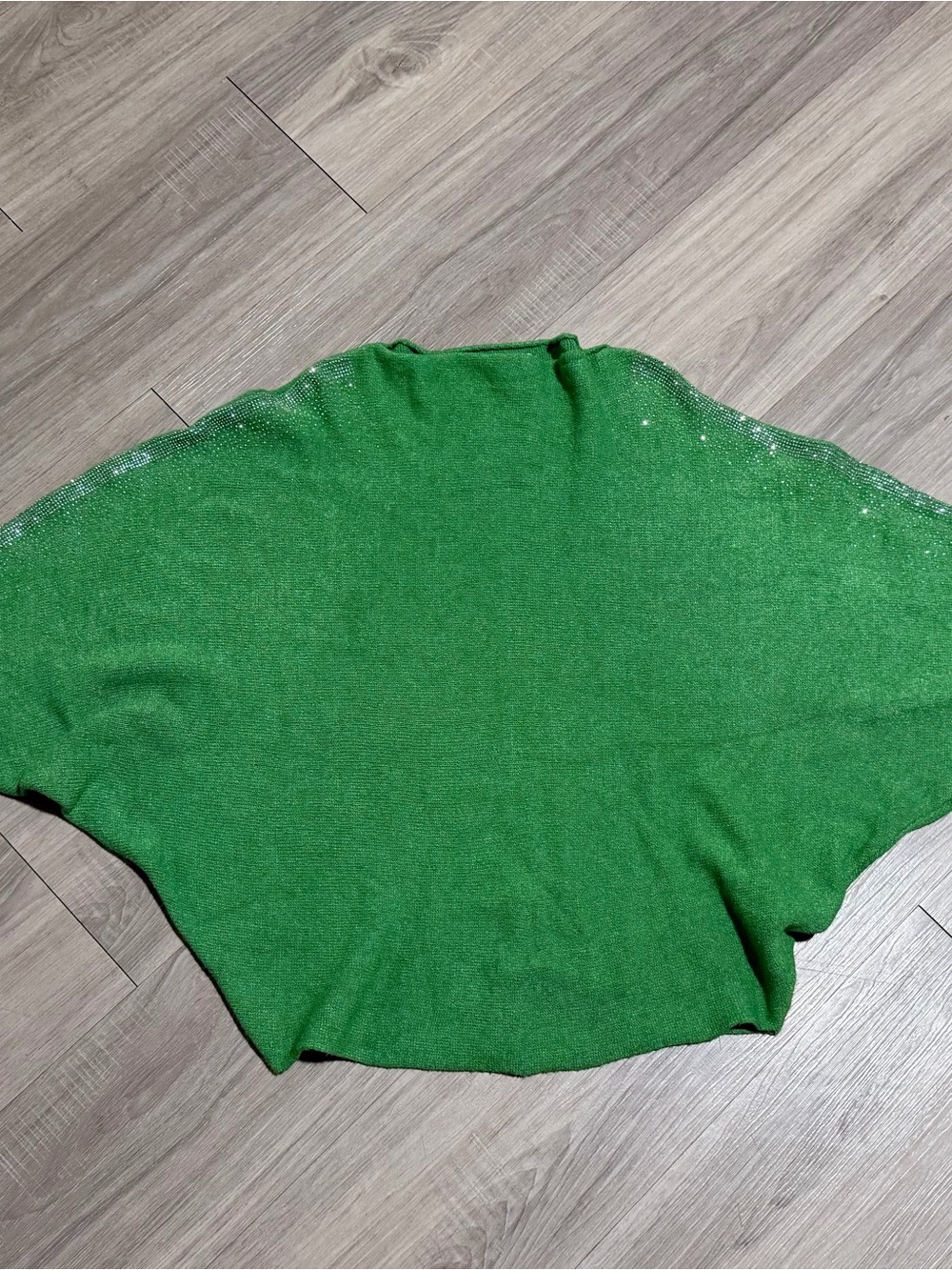 Made in Italy Green Rhinestone Batwing Dolman Sweater